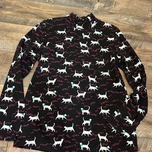 Karen Scott mock turtle neck long sleeve curious cat shirt